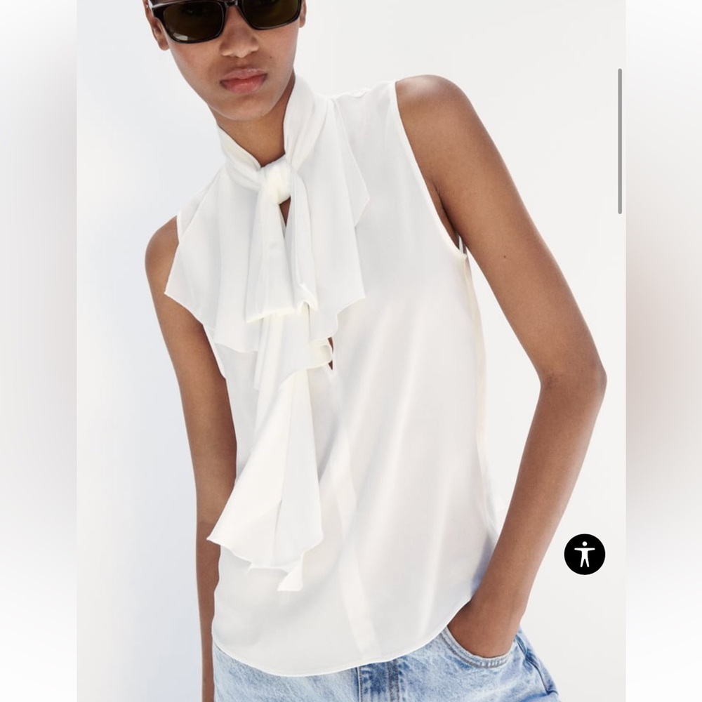 Zara knotted neck with ruffle sleeveless too. NWT